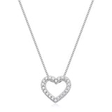 Colar Feminino Coração Passante Cravejado Prata 925