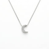 Colar Feminino Mini Lua Cravejada Prata 925
