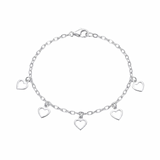 Pulseira Feminina 5 Corações Vazados Prata 925