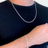 Kit Masculino Corrente + Pulseira Grumet 2,5mm Prata 925