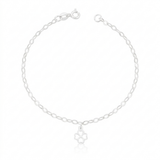 Pulseira Feminina Pingente Trevo Vazado Prata 925