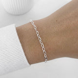 Pulseira Feminina Elos Detalhados Prata 925