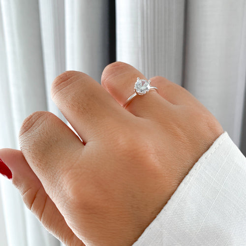 Anel Feminino Solitário 6mm liso Prata 925
