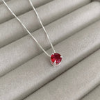 Colar Feminino Ponto de luz Caixa Alta Zircônia Rubi Prata 925
