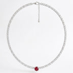 Choker Feminina Riviera Cristal C/Pedra Principal Cor Pink Prata 925
