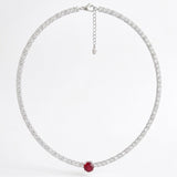 Choker Feminina Riviera Cristal C/Pedra Principal Cor Pink Prata 925