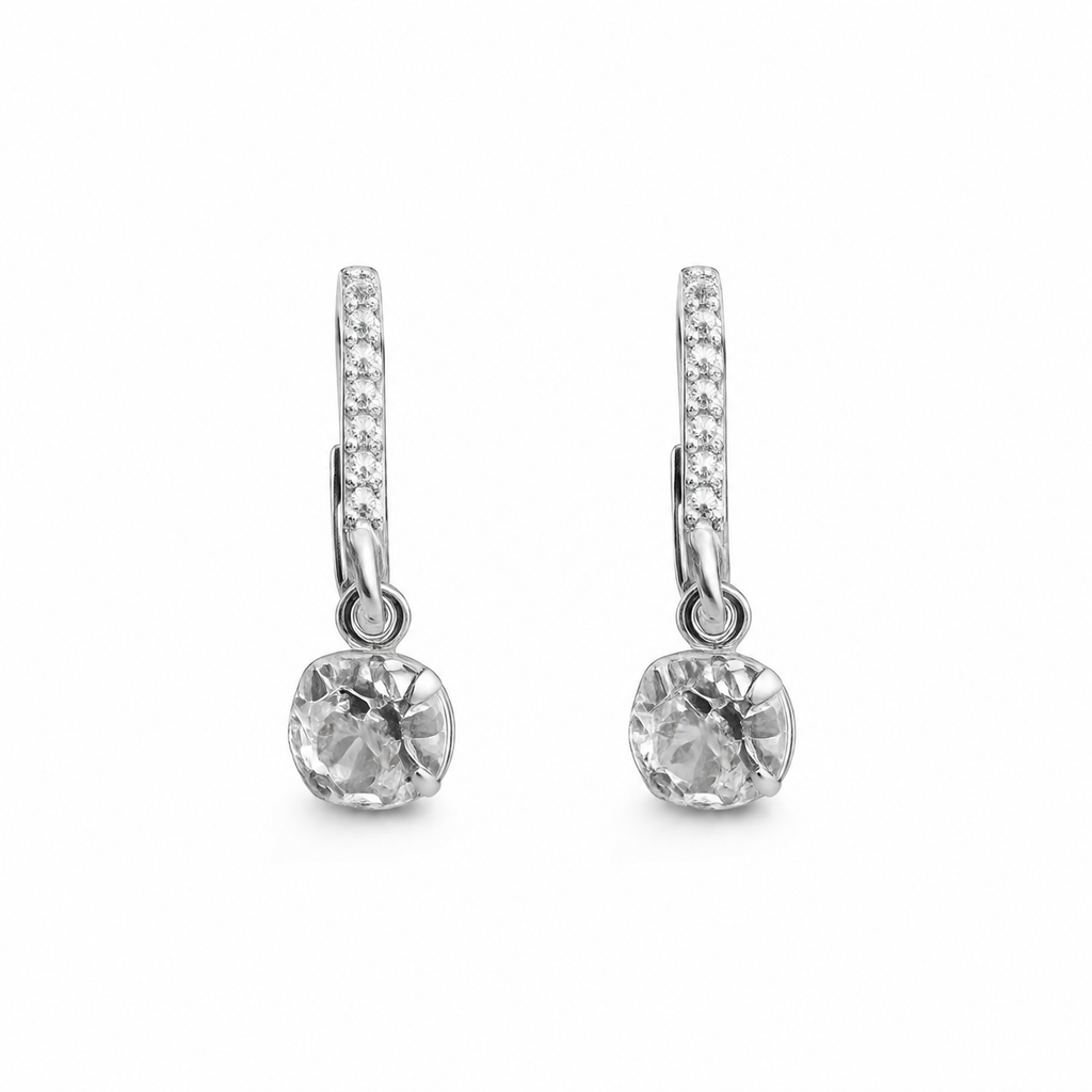 Argola Feminina Click Cravejada Pingente Ponto de Luz Prata 925