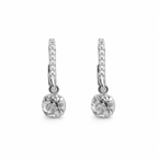 Argola Feminina Click Cravejada Pingente Ponto de Luz Prata 925