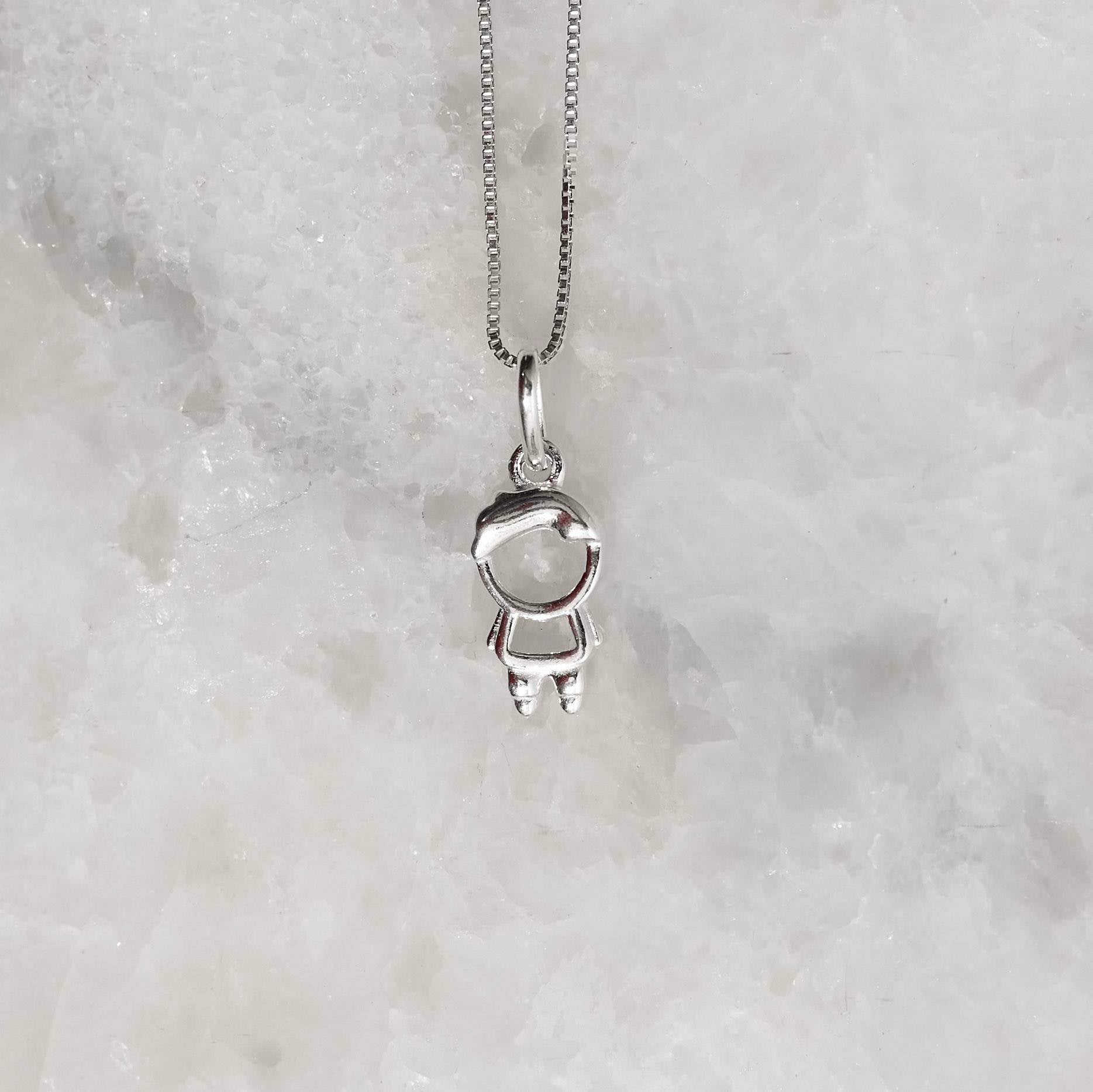 Colar Feminino Pingente Menino Liso Prata 925