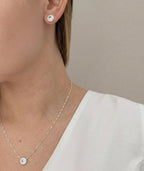 Conjunto Feminino Redondo Cravejado Zircônia Cristal Prata 925