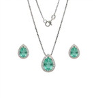 Conjunto Feminino Gota Cravejada Prata 925