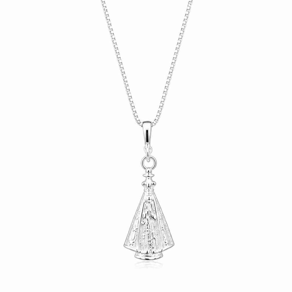 Colar Feminino Nossa Senhora Aparecida Liso Prata 925