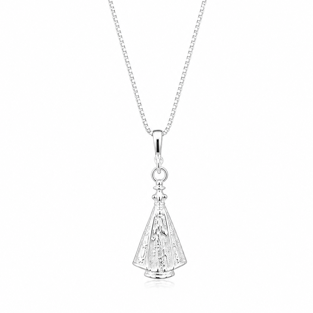 Colar Feminino Nossa Senhora Aparecida Liso Prata 925