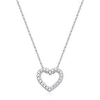 Colar Feminino Coração Passante Cravejado Prata 925