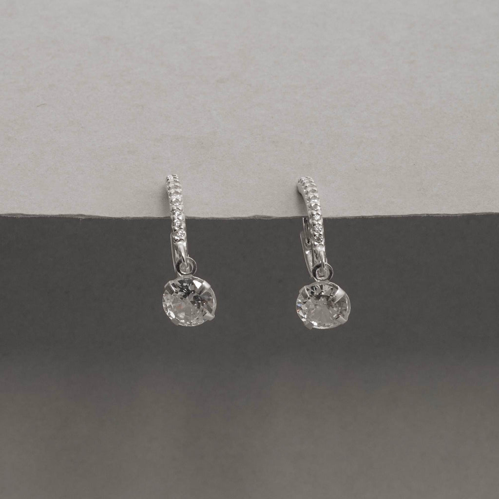Argola Feminina Click Cravejada Pingente Ponto de Luz Prata 925