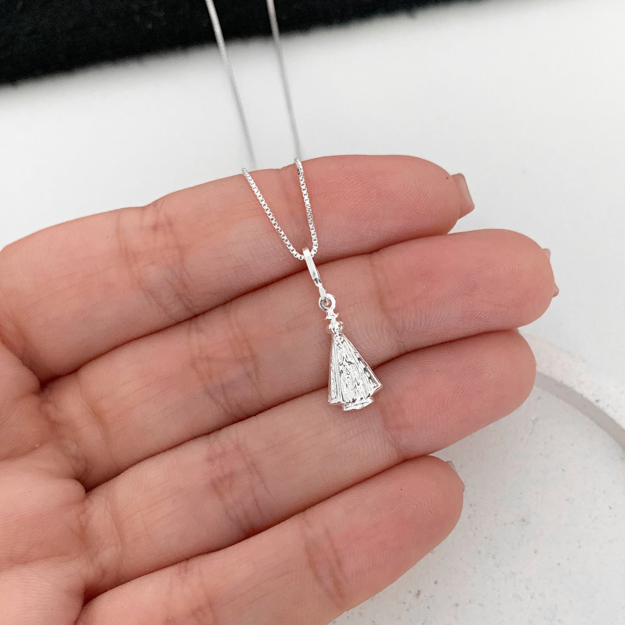 Colar Feminino Nossa Senhora Aparecida Liso Prata 925