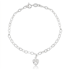 Pulseira Feminina Pingente Ponto de Luz Coração Prata 925