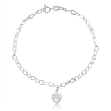 Pulseira Feminina Pingente Ponto de Luz Coração Prata 925