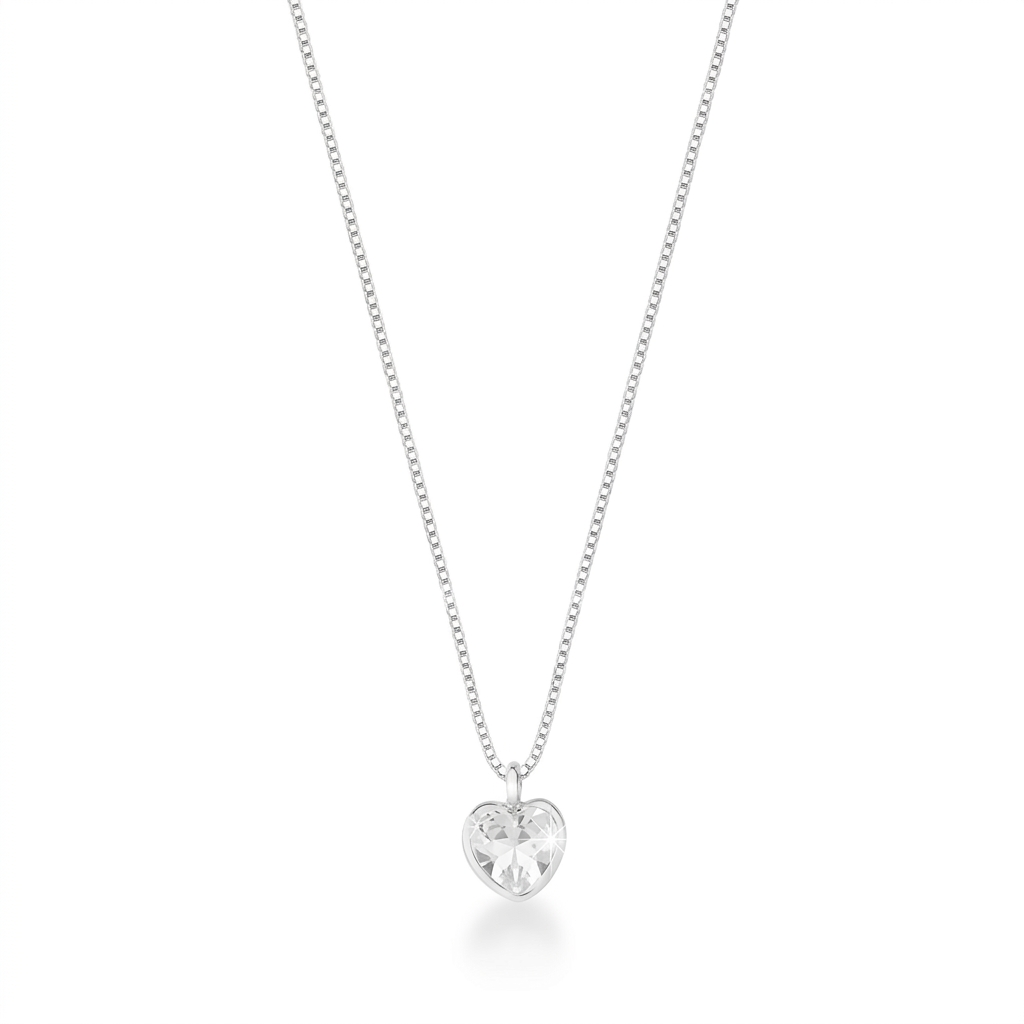 Colar Feminino Ponto de Luz Coração Prata 925