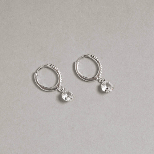 Argola Feminina Click Cravejada Pingente Ponto de Luz Prata 925