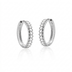 Argola Click Unissex Cravejada 1,2cm Prata 925