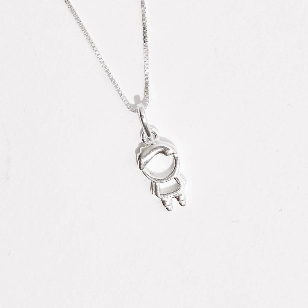 Colar Feminino Pingente Menino Liso Prata 925