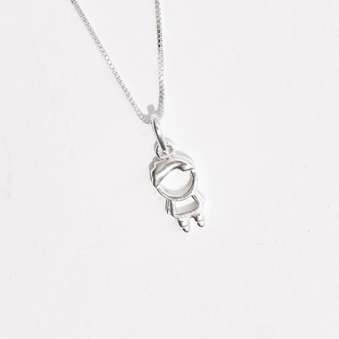 Colar Feminino Pingente Menino Liso Prata 925
