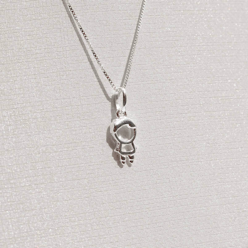 Colar Feminino Pingente Menino Liso Prata 925