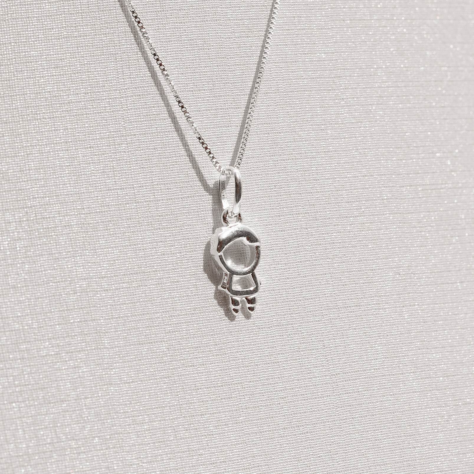 Colar Feminino Pingente Menino Liso Prata 925