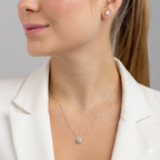 Conjunto Feminino Zircônia Redonda Caixa Alta Cristal Prata 925