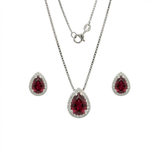 Conjunto Feminino Gota Cravejada Prata 925