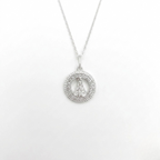 Colar Feminino Medalha Nsa Senhora Aparecida Cravejada Prata 925