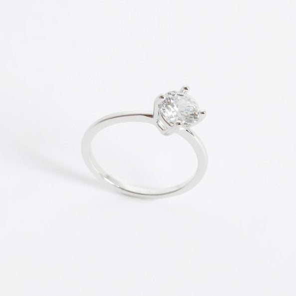 Anel Feminino Solitário 6mm liso Prata 925