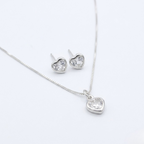 Conjunto Ponto de Luz Coração Zircônia Cristal Prata 925