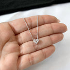 Colar Feminino Mini Coração Cravejado Prata 925