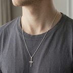 Colar Masculino Pingente Cruz Lisa Prata 925