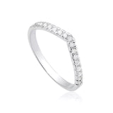 Anel Feminino Chevron Cravejado Prata 925