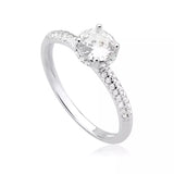 Anel Feminino Solitário Cravejado Zircônia 6mm Prata 925