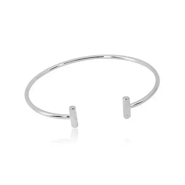Bracelete Feminino Liso Dois Palitos Prata 925