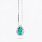 Colar Feminino Gota Cravejada Zircônia Turmalina Prata 925