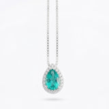 Colar Feminino Gota Cravejada Zircônia Turmalina Prata 925
