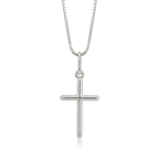 Colar Masculino Pingente Cruz Lisa Prata 925