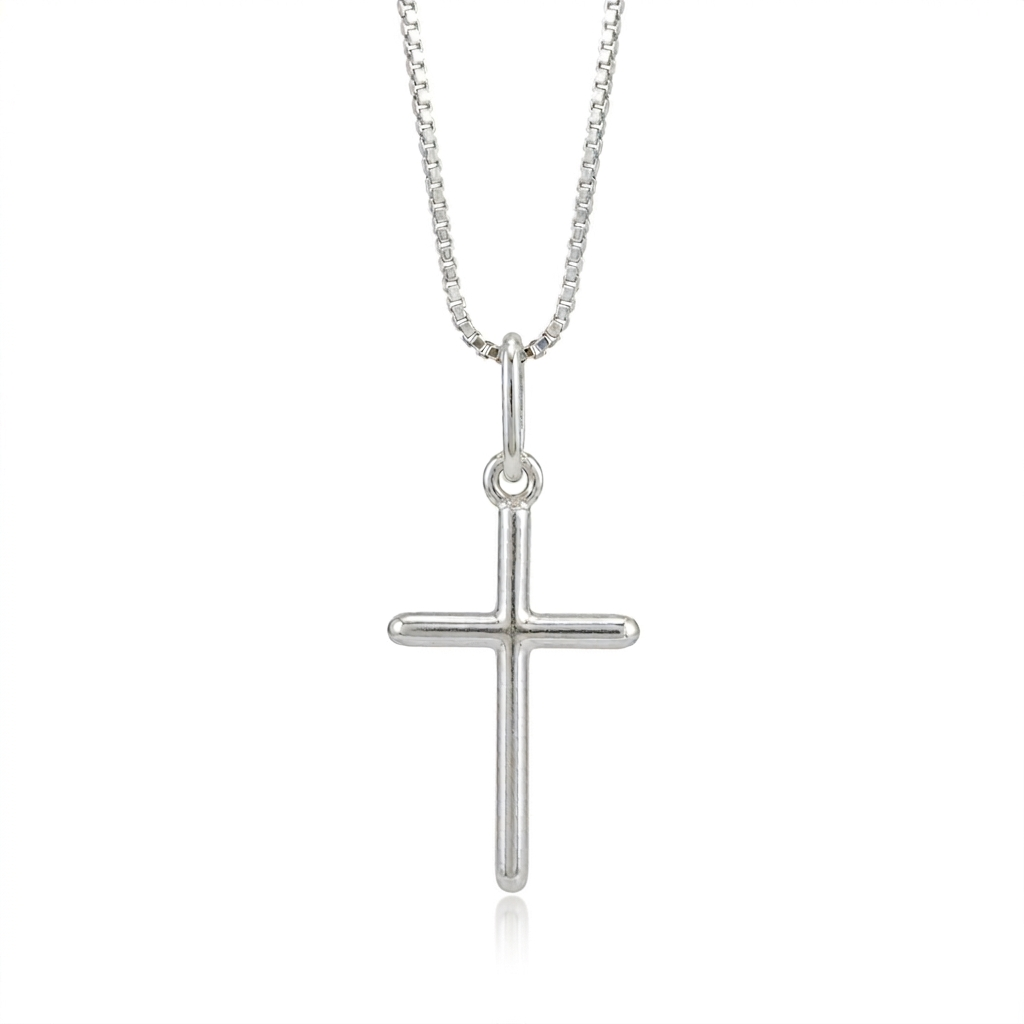 Colar Masculino Pingente Cruz Lisa Prata 925