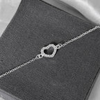 Pulseira Feminina Coração Cravejado Cristal Prata 925