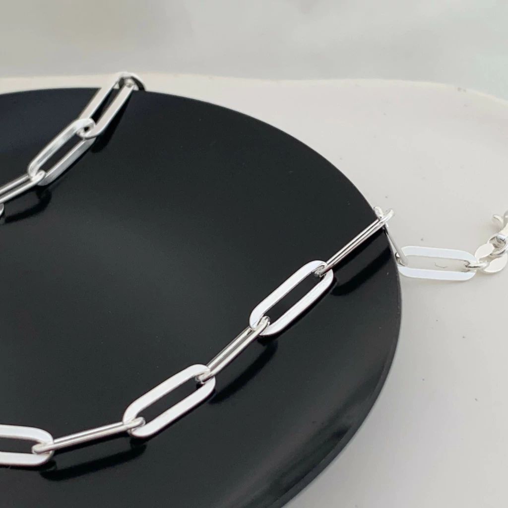 Choker Feminina Elo Alongado Prata 925