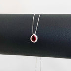 Colar Feminino Gota Cravejada Zircônia Rubi Prata 925