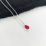 Colar Feminino Gota Cravejada Zircônia Rubi Prata 925