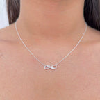 Colar Feminino Luxo Infinito Cristal Prata 925
