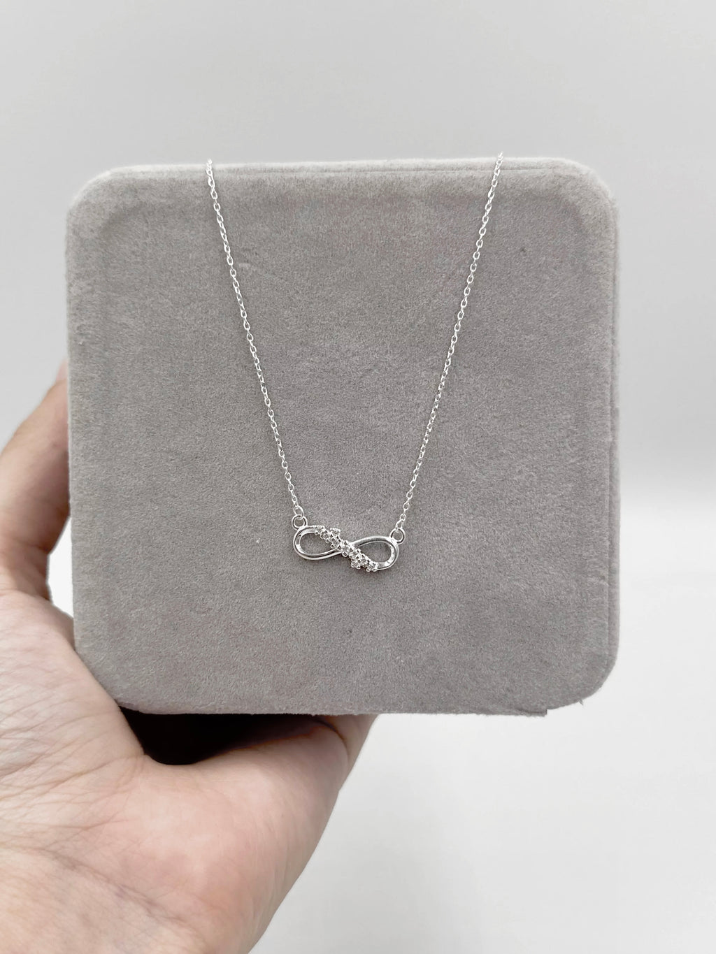 Colar Feminino Luxo Infinito Cristal Prata 925