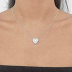 Colar Feminino Luxo Ponto de Luz Coração com Micro Zircônias Prata 925